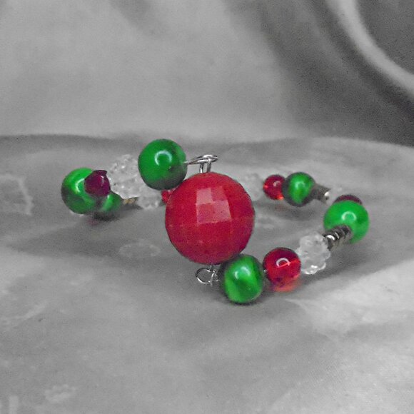 Holiday Bracelet NEW DESIGN! Christmas Jewelry OOAK Xmas Bangle - Picture 2 of 12